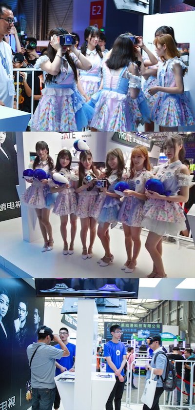 SNH48 成员以及 VR 发烧友来到微鲸VR 展区体验独家精彩内容