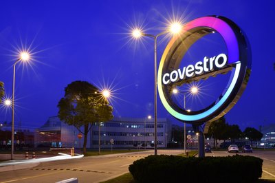 The colorful logo at Covestro Integrated Site Shanghai