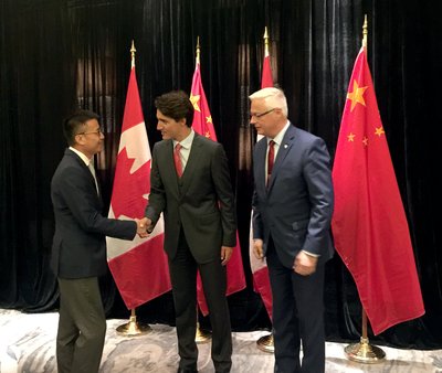 加拿大总理贾斯汀•特鲁多(Justin Trudeau)接见首都航空董事长胥昕