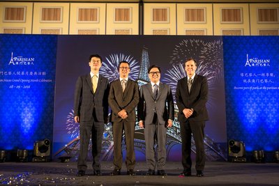 (Left to right) Grant Chum, chief of staff for Sands China Ltd.; Paulo Chan, director of the Macau Gaming Inspection and Coordination Bureau; Dr. Wilfred Wong, president of Sands China Ltd., and Dave Horton, global chief marketing officer for Las Vegas Sands Corp. and Sands China Ltd. attend Thursday’s press conference at The Venetian Macao announcing the details of The Parisian Macao’s grand opening month celebration.