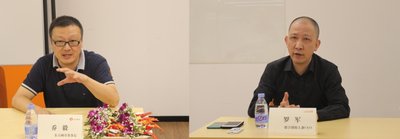 东方网升董事长乔毅（左） 途家网联合创始人兼CEO罗军（右）