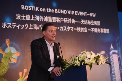 Mr. Jeff Merkt, Global Nonwoven Senior Vice President and Asia Senior Vice President of Bostik delivering opening speech