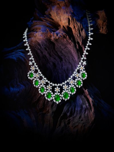 翡翠蛋面鑽石套鍊-雄鷹系列