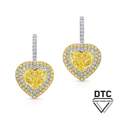 Heart-shape Fancy Yellow Diamond Earrings by DTC