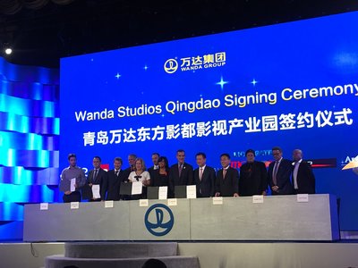 Mr. Daniel Seah (second from left), Executive Director and Chief Executive Officer of Digital Domain attends Wanda Studios Qingdao Signing Ceremony.