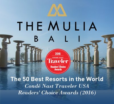 巴厘岛穆丽雅酒店，穆丽雅度假村及别墅荣获 2016年康泰纳仕旅行者“读者之选 - 全球50佳度假胜地”