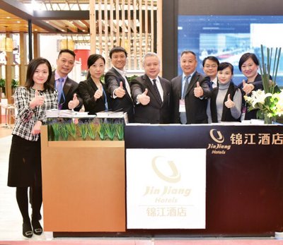 Mr. William Cai, Marketing & Sales Director at Jin Jiang International Hotels (fourth from right) with Jin Jiang’s sales team
