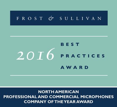 Frost & Sullivan recognizes Shure Incorporated with the 2016 North America Company of the Year Award.