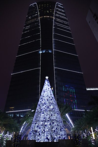 海口希尔顿酒店银色圣诞树