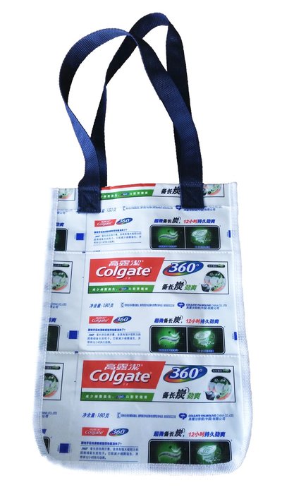 Upcycled Colgate tote bag