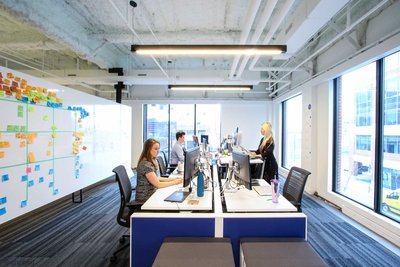 Workspaces: Scotiabank’s Digital Factory workspaces have been designed to maximize collaboration. All workspaces can be reconfigured to suit the needs of scrum teams.