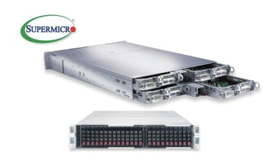 美超微第五代服務器提供4節點、2U解決方案，支持功率為205瓦的雙核至強處理器，每節點支持24個DIMM，擁有24個全閃存NVMe驅動