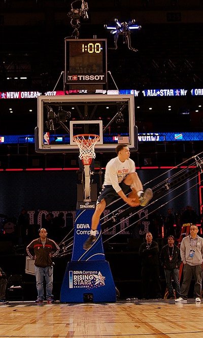 在2017年NBA全明星赛的Verizon扣篮大赛之前，NBA前锋阿隆·戈登用英特尔AscTec Neo无人机进行练习。英特尔和阿隆·戈登在此次大赛中携手合作，首次尝试利用无人机进行扣篮。