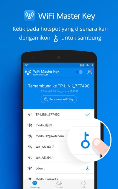 WiFi Master Key - ketik Blue Key untuk disambung dengan WiFi
