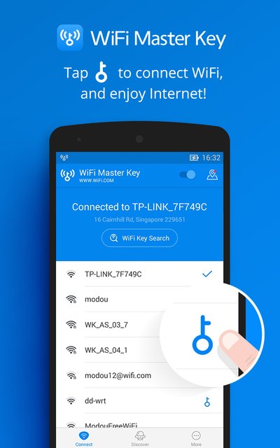 WiFi Master Key- tap Blue Key to connect to WiFi