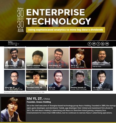 Forbes 30 Under 30 Asia: Enterprise Technology