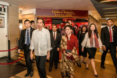 President Joko Widodo makes private visit to Madame Tussauds Hong Kong.
