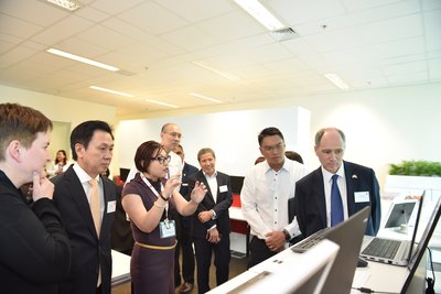 Guests being given a tour of the new premises