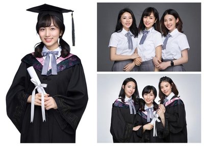 蔡卓音和闺蜜们在海马体照相馆拍摄的毕业照