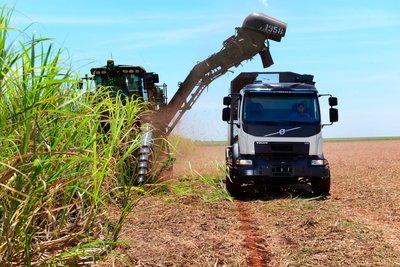 The automatic steering ensures that the truck is on the right course and distance to the harvester in order to avoid damage to the plants and compaction of the soil.