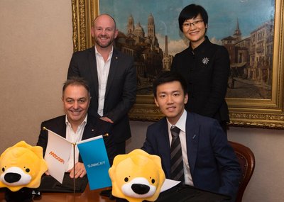 Steven Zhang, VP of Suning International Signing MoU with Ian Morrice, CEO of Metcash