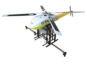 Unmanned helicopter - suitable for aerial photography and filming. Adopting the advanced FHSS technology to provide high transmission quality, communication between the aerial vehicle and GCS.