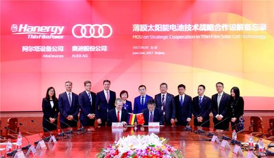 Hanergy and Audi Sign MOU on Strategic Cooperation in Thin Film Solar Cell Technology