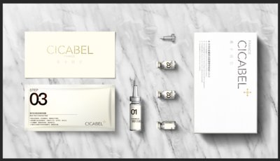 French pharmaceutical manufacturer Santinov'S first peptide-based facial mask set with the CICABEL name.