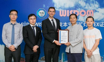 TUV SUD为深圳市中孚能电气设备有限公司的本安型矿灯颁发ATEX证书
