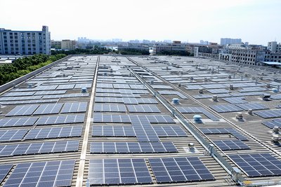 Danone China Food & Beverage factory’s solar project in Zhongshan. Asia Clean Capital invested 100 percent of the system costs and undertook the design, construction, and long-term system maintenance.