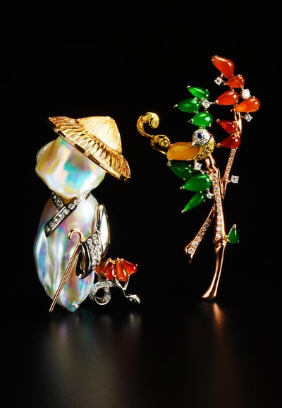 王進玲的作品「獨歸遠」，獲2016國際珍珠首飾設計大賽之较佳異形設計製作金獎