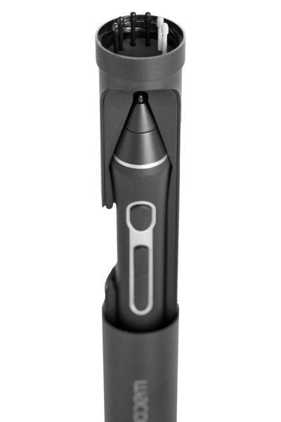 Foto jarak dekat Wacom Pro Pen 3D dalam wadah