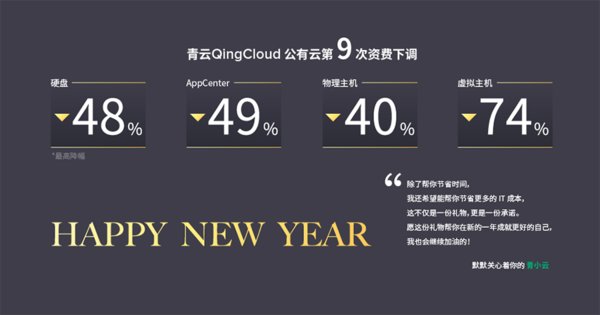 青云QingCloud宣布第9次资费下调  最高降幅达74%