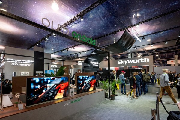 Chinese electrical household appliance maker Skyworth showcases its full range of products at CES 2018