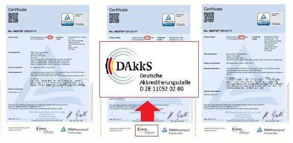 TUV莱茵为北汽新能源颁发首批DAkkS认可的汽车产品功能安全证书