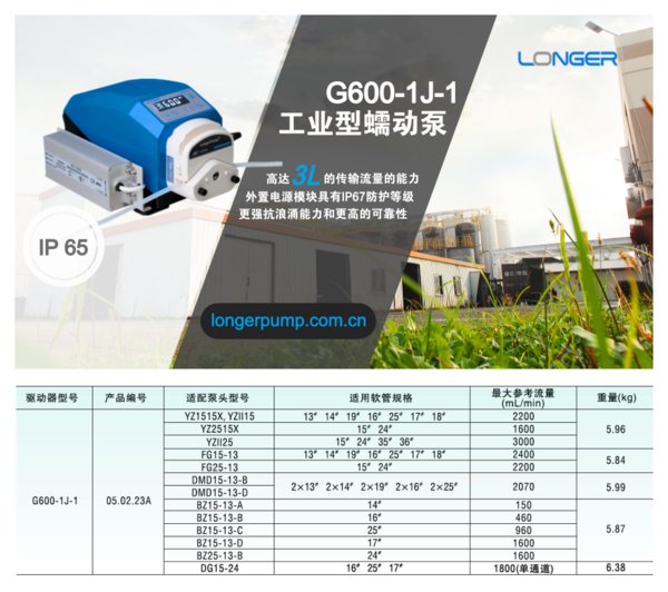 兰格公司新品工业型蠕动泵G600-1J-1上市，可传输更高流量