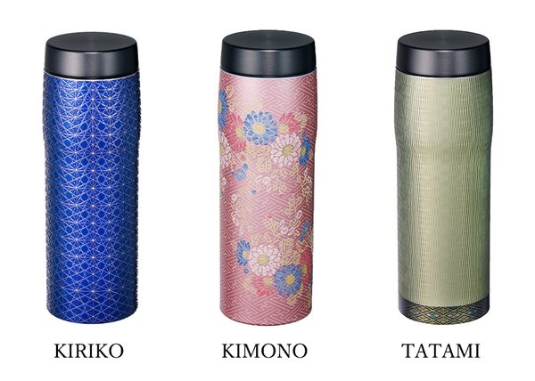 Stainless thermos featuring Japanese traditional craft designs