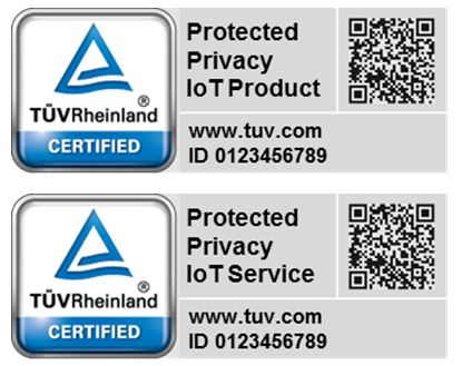 TUV Rheinland Protected Privacy IoT Product and Service Mark