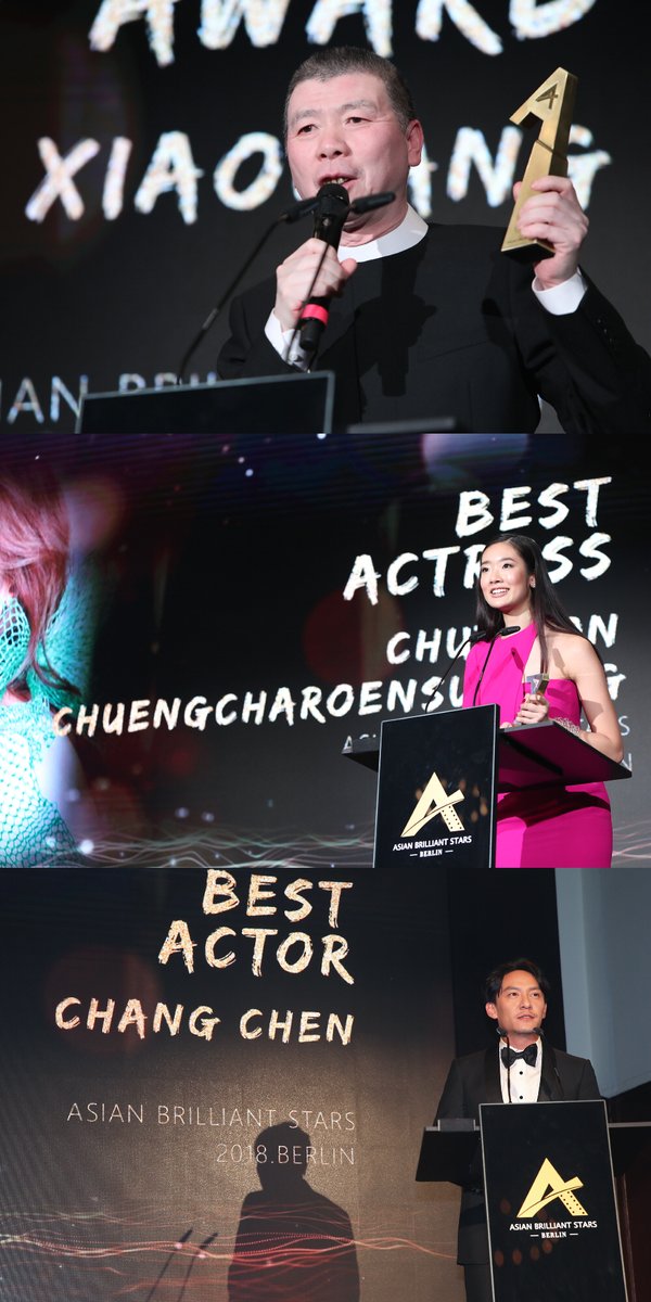 Feng Xiaogang，Anugerah Juri Khas （atas）; Chutimon Chuengcharoensukying , Pelakon Wanita Terbaik （tengah）; Chang Chen , Pelakon Lelaki Terbaik (bawah)
