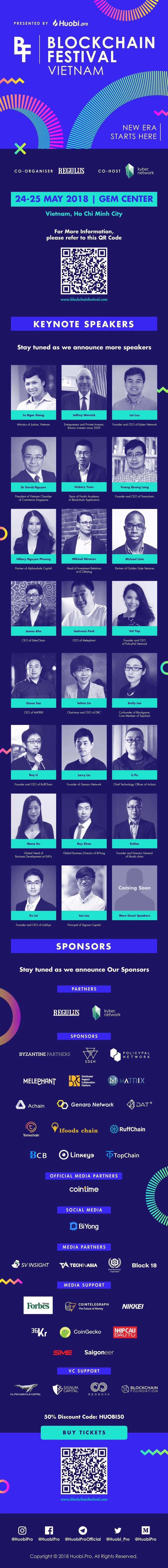 รายงานการพัฒนาอุตสาหกรรมบล็อกเชนทั่วโลกในช่วงครึ่งปีแรกของปี 2561 จะได้รับการเปิดเผยเป็นครั้งแรก ที่งาน Blockchain Festival Vietnam วันที่ 24-25 พ.ค. 2561 นำเสนอโดย Huobi Pro
