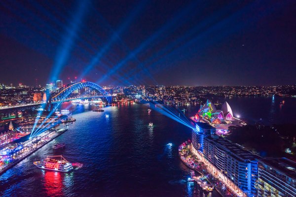 Cahaya Pelabuhan dalam Vivid Sydney 2018 (sumber foto: Destination NSW)