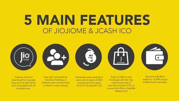 5 Main Features of JiojioMe & JCASH ICO