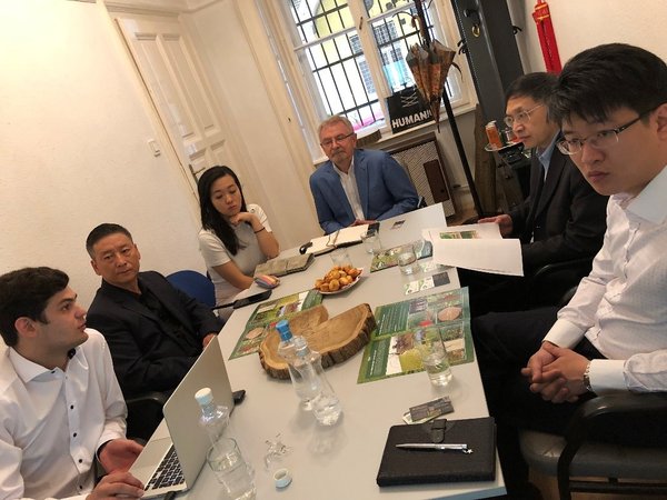 Mr Zhou Hong Bao Chairman of Hungarian China Cultural Association (2nd from left), Mr. Jeno Memeth, Managing Director of Silvanus Forestry (Centre) with Mr Jerome Ang Chairman of Belt and Road Fintech Development Center (Right) and Mr Zhu Xin Yue Secretary General of Belt and Road Fintech Development Center (2nd from right)
