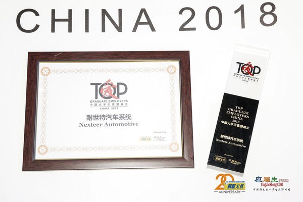 Nexteer Automotive Recognized as One of The Top Graduate Employers of China 2018