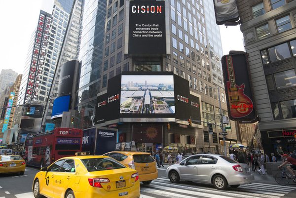 Canton Fair được quảng cáo tại quảng trường Times Square, TP. New York.