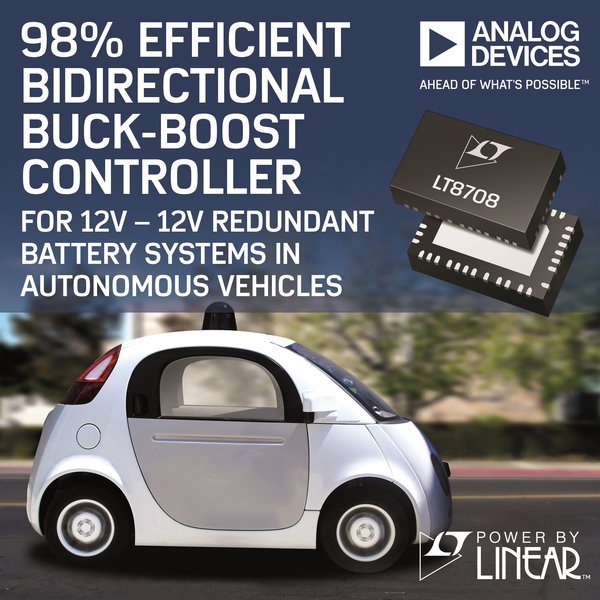用於自動駕駛汽車12V-12V冗餘電池系統的98%效率雙向升降壓型控制器