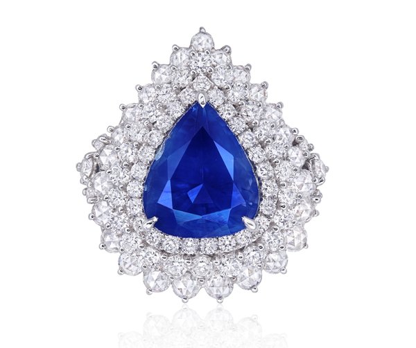 4.14克拉喀什米尔天然无烧蓝宝钻石戒，来自绝矿矿场的稀世蓝宝石堪称传说。