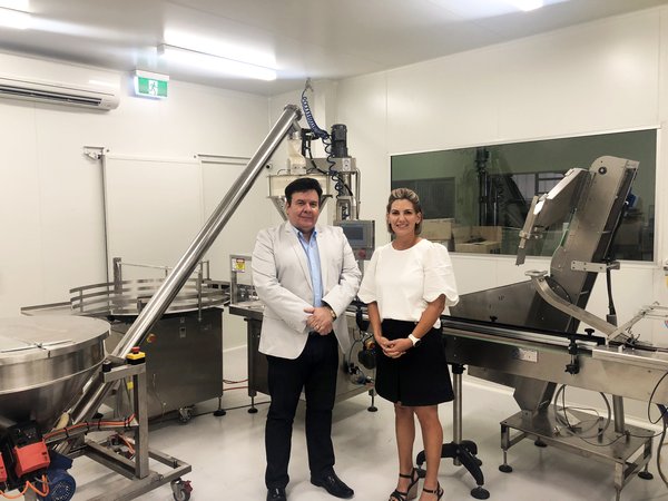 ATP Science Chief Operating Officer, Dr John Kapeleris and ATP Science Co-Founder Toni Doidge in the newly commissioned manufacturing facility in Brisbane, Australia.