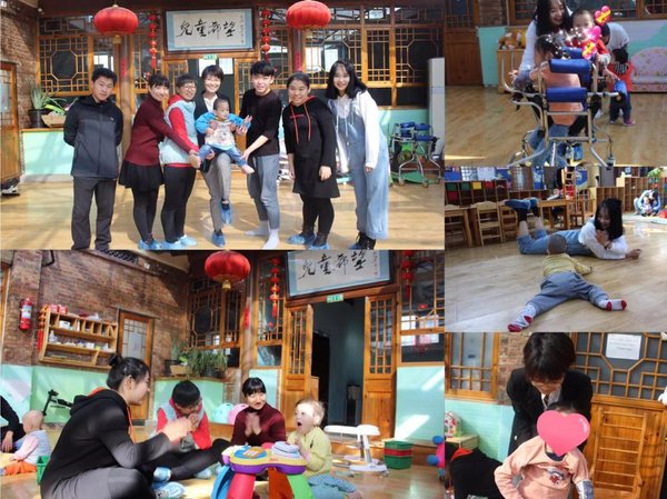 华尔街英语北京中心员工与志愿者与孩子们互动