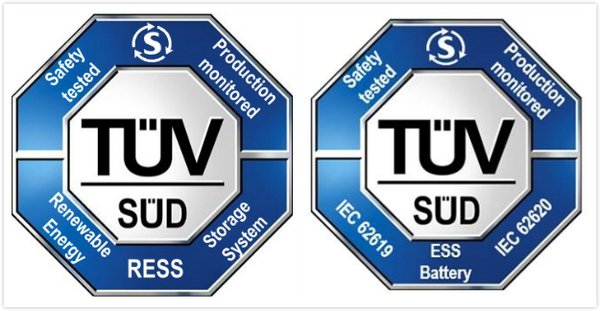 TUV南德储能系统认证标志与储能电池认证标志